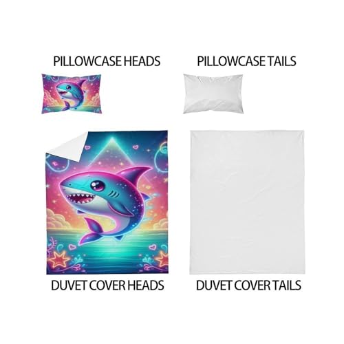 Housse de couette dessin animé shark animaux imprimé 3D microfibre - 5