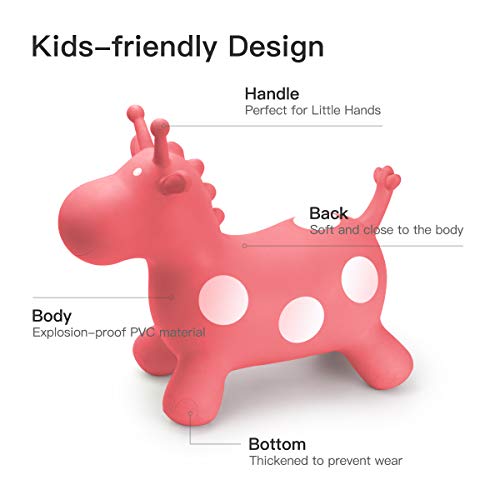 Robud Bouncy Giraffe Hopper, Inflatable Rubber Giraffe Hopping, Ride-On Toys For Kids Toddlers, Boys & Girls - With Hand Pump (Red) #TOP2