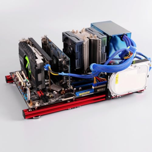 Gabinete Open Air con estructura de aluminio para placa madre ATX, 7 ranuras PCI, compatible con fuente de poder estándar, ideal para gaming y personalización miniatura 5