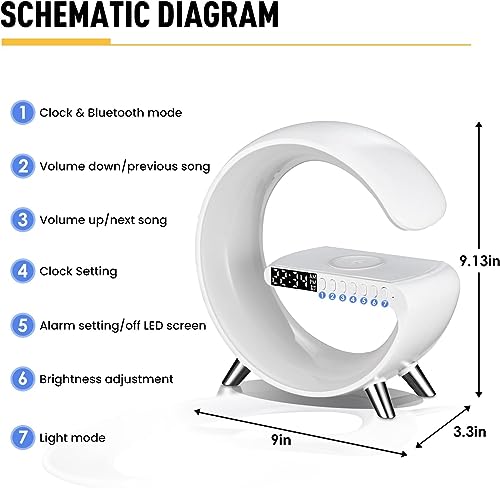 Lampe de table LED intelligente 4 en 1 avec chargeur induction et enceinte Bluetooth sans fil - 6