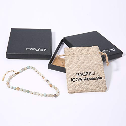 Balibali Semi Precious Stone Beaded Choker Necklace 14K Gold Plated Natural Stone Double Strand Necklace Layered Short Necklaces #TOP6