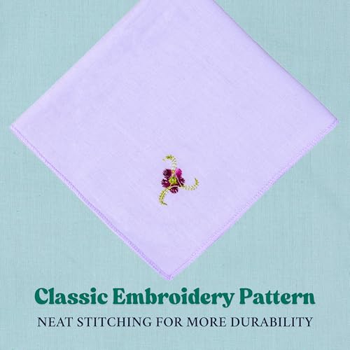 12 Pcs Womens Embroidered Handkerchiefs 100% Cotton Premium Vintage Assorted Soft Ladies Hankies2