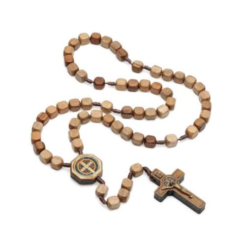 Terço Imbuia Quadrado 10MM São Bento católico religioso