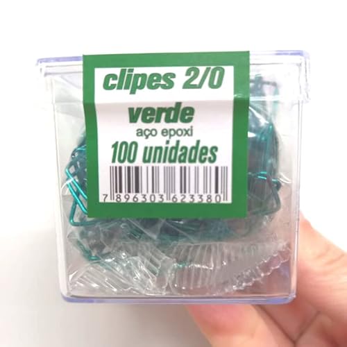 Clips, Acc, Colorido, Verde, 2/0, Com 100 Unidades