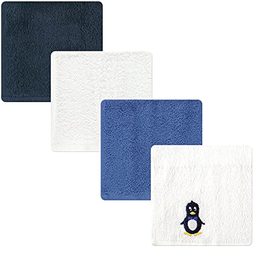 Image of Luvable Friends Unisex Baby Super Soft Cotton Washcloths, Mr. Penguin, One Size