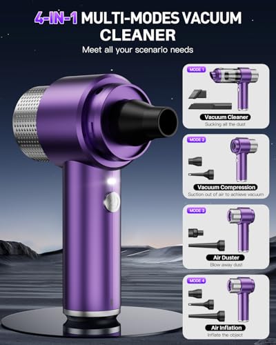 Image of EYYA Handheld Car Vacuum Cleaner Cordless, 15000PA High Power Vacuum & Air Duster, 4-in-1 Portable Mini Vacuum with LED Light, Hand Held Vacuum Cleaner for Car Home Office