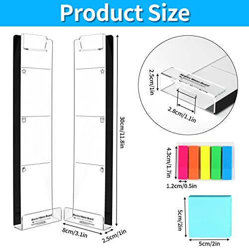 Monitor Memo Board, 2PCS Multifunction Sticky Note Holder for Computer Screen, Acrylic Computer Monitor Memo Board, Office Desk Accessories, Computer Sticky Note Holder with Sticky Notes - Thumbnail 2