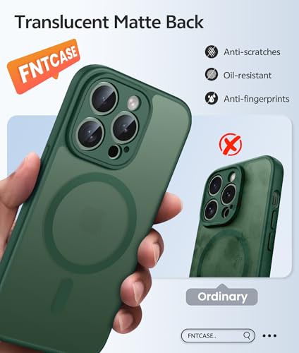 Image of FNTCASE for iPhone 13 Pro Max Case: [Compatible with Magsafe] Translucent Matte Magnetic Phone Cover - Military Grade Drop Protection Shockproof Protective Cases - Green