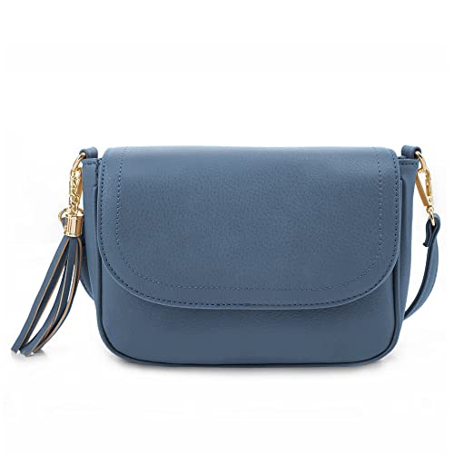 Image of EVVE Small Crossbody Bags for Women Trendy Flap Saddle Purses with Tassel Vegan leather Shoulder bag