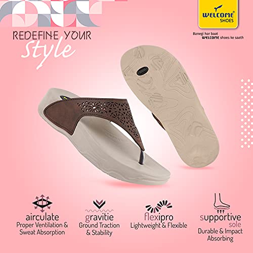 Image of WELCOME Women's Extra Soft Slippers with Cushion FootBed for Adult | Comfortable & Light Weight| Stylish & Anti-Skid| Waterproof & Everyday Flip Flops for Ladies /Girls