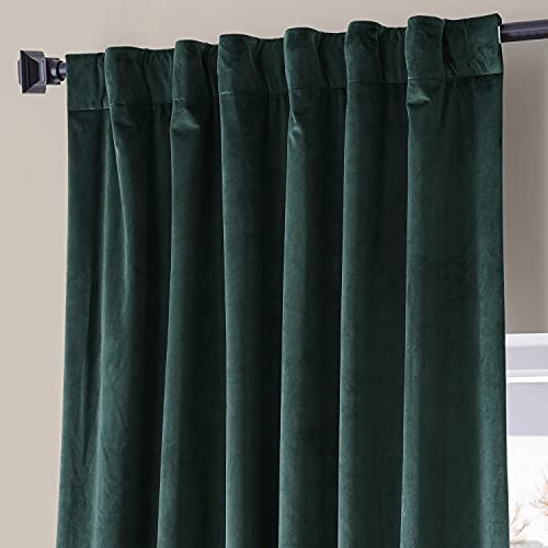 Image of HPD Half Price Drapes Signature Plush Velvet Blackout Curtains for Bedroom (1 Panel), 50W X 108L Hotel Black Out Curtains for Living Room, Thermal Insulated Blackout Curtains for Windows, Spirit Green