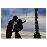 Kissing in Paris Tischsets, 6er-Set, Platzsets, waschbar, rutschfest, Wärmeisolierung für Küche, Esszimmer, Restaurant, 45,7 x 30,5 cm