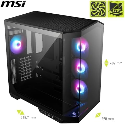 MSI MAG PANO 100R PZ Temperli Cam 3x120mm 1x120mm ARGB Fan ATX Panoramik Gaming Bilgisayar Kasası - Görsel 2