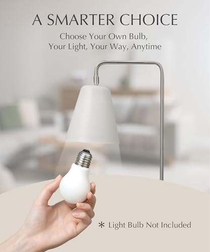 Image of HarvestLand Steady Floor Lamp, Reading Lamp for Living Room, White Nickel | 345 Shade adjustable standing lamp, Bedroom Reading Lamp, Living Room Home Deco Lamp