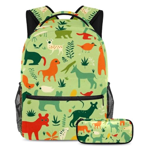 Sac à dos scolaire vert avec trousse pour le collège et les loisirs