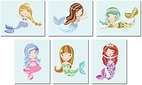Mermaid Wall Art Prints (8 inches x 10 inches, Blue)