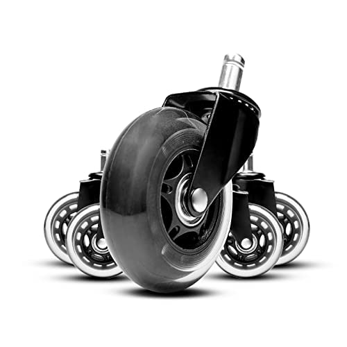 Goliber Ruedas de repuesto para sillas de oficina - Ruedas de patinetes para sillas de oficina - Juego de 5 ruedas para sillas de oficina - protegen suelos de madera, no requiere alfombra (2 juegos) Cover