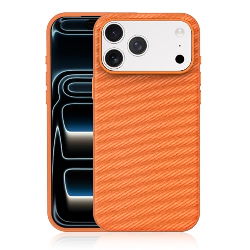 �y�ČRMIL�K�i�zFLURIKA for iPhone 16 Pro Max �P�[�X MagSafe�Ή� �v���~�A���e�b�N�t�@�u���b�N �����^ ���h�~ ���S�ȋ������J�����ی� �t���J�o�[�{�^���P�[�X, Orange