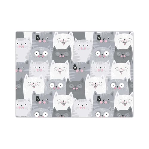 Sous-main pour enfants et adultes - « Conférence de chats » - 44 x 32 cm - En vinyle de qualité supérieure - Fabriqué en Allemagne