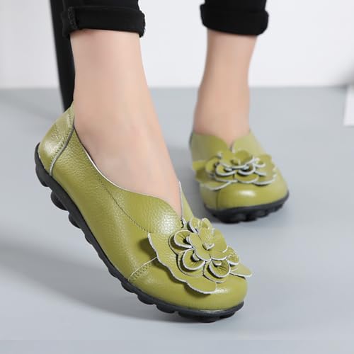 Image of MOYOWEI Women's Leather Slip On Loafers Colorful Flat Shoes