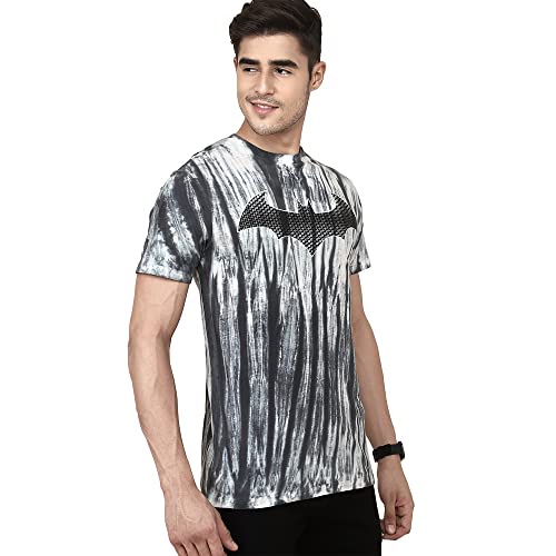 Image of Free Authority Batman Printed Regular Fit Grey Cotton Men's T-Shirt
