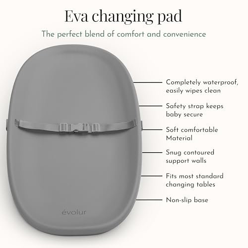 Image of Evolur Eva Changing Pad, Waterproof EVA Foam, Safety Strap, Dark Gray