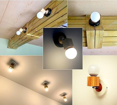 Aplique de pared madera E27 de estilo japonés y diseño ajustable para dormitorio 5