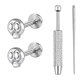 BodyAce Pendientes de tuerca con diseño de emoji con parte trasera plana, para labio, caracola enojada, piercing de hélice, 16 g, bonitos aretes de emoji para mujer, Acero inoxidable