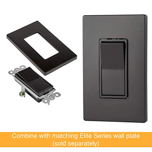Enerlites Elite Series Decorator Rocker Light Switch, 15A 120V/277V, Gloss Finish, Single Pole, 3 Wire, Grounding Screw, Residential Grade, Ul Listed, 91150-Db, Dark Bronze #TOP2