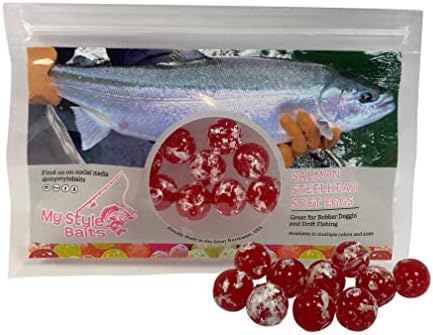 My Style Baits Fishing Beads Artificial Round Float Fishing Lure Eggs for Freshwater Rivers Soft Steelhead Salmon Beads 10pcs (Frosted Red, 16mm)