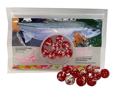 My Style Baits Fishing Beads Artificial Round Float Fishing Lure Eggs For Freshwater Rivers Soft Steelhead Salmon Beads 10Pcs (Frosted Red, 16Mm) #TOP16