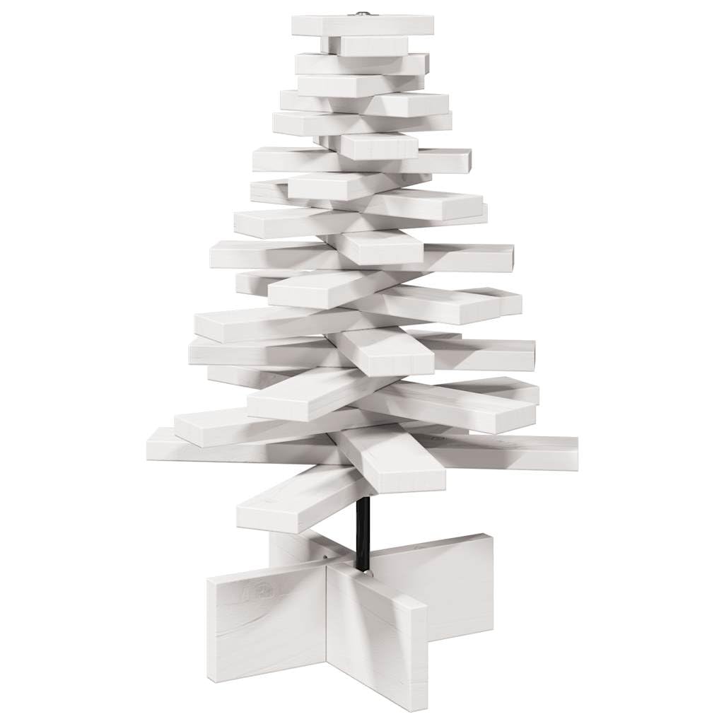 Albero di Natale bianco, 60 cm, in legno di pino massiccio con rami girevoli e supporto stabile, pieghevole, realistico, per soggiorno, interni, Avvento e decorazione festiva