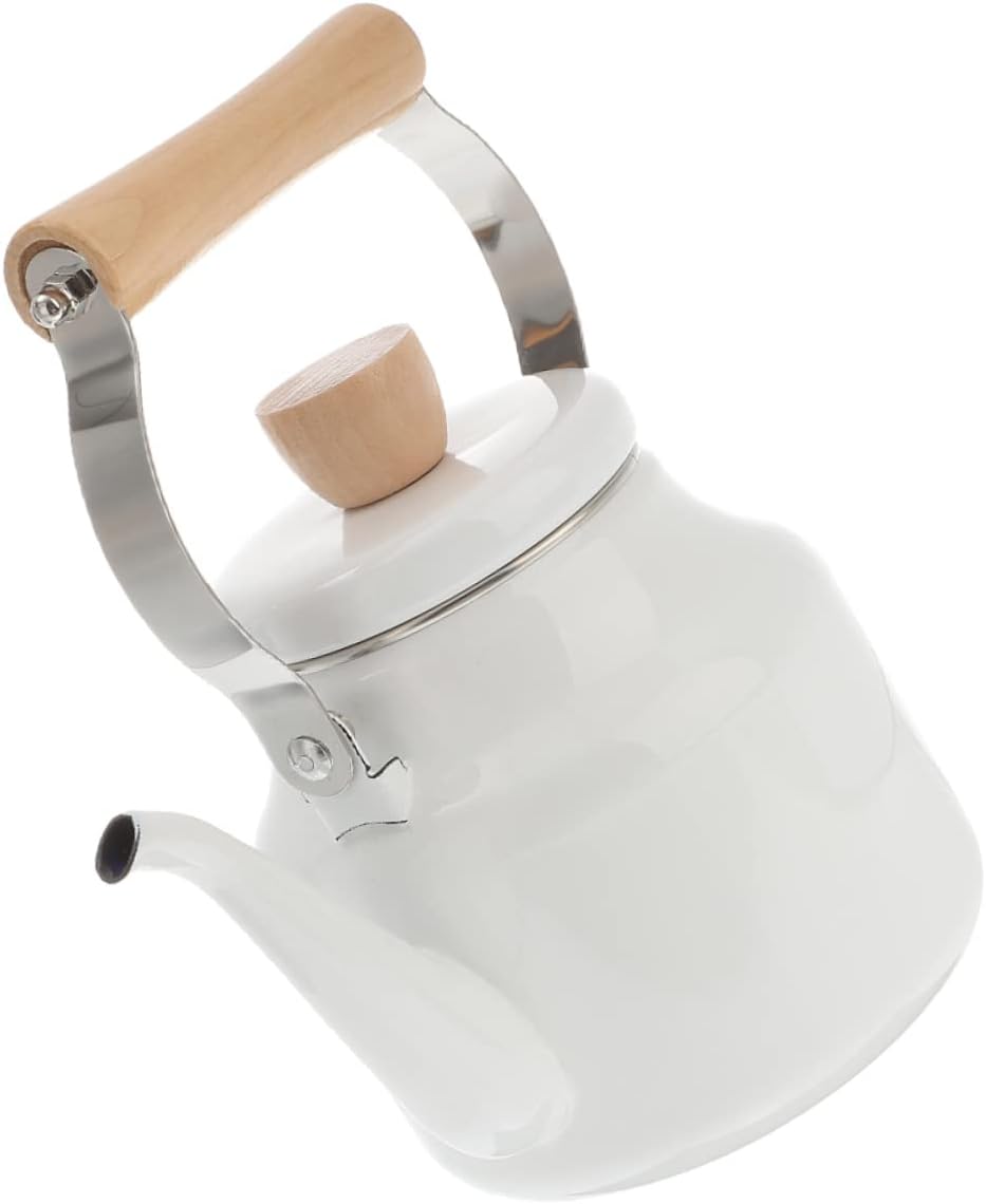 VOSAREA Retro Enamel Kettle Hot Water Boiler Stove Top Tea Kettle Portable Water Pot for Home