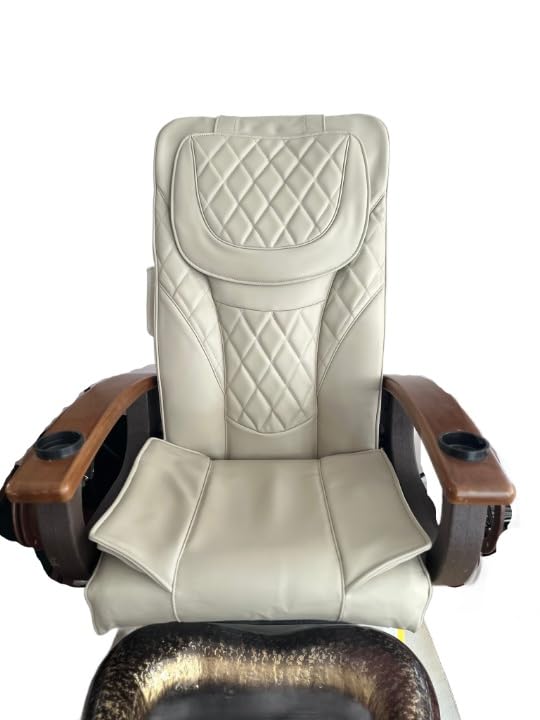 Pedicure Chair Seat Diamond Set Cover- Acetone Resistance - Bottom Air Seat has Front Wedge - Off White Color