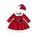 Loalirando Ensemble pour fille élégante robe de Noël fille fille fille hiver + chapeau de Noël pour fille + ceinture, rouge, 12-18 mois