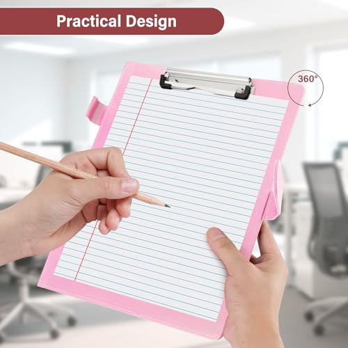 JTTJDB Professional Padfolio, Multi Function Faux Leather Portfolio Binder with Clipboard - Interview Resume Folder, Legal Document, Business Card Holder, for Office, Conference, Interviews (Pink) - Thumbnail 6
