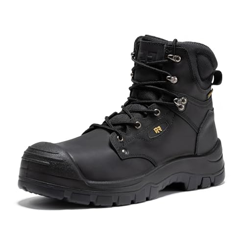 Image of ROCKROOSTER 6 Inch Black Composite Toe Waterproof Work Boots for Men, Durable ASTM Rated Safety Boots AK662-10