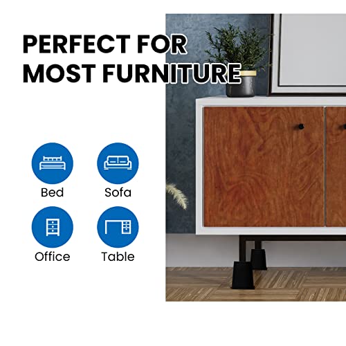 Suifect 4 In Bed Risers Furniture Risers Heavy Duty - Set Of 4 Bed Lift Risers, Support Up To 2300 Lbs Bed Risers, Perfect For Bed, Chair, Couch, Sofa, Table, Black #TOP5