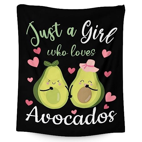 Blanket for Girls - 60"x80" Cute Avocado Throw Gifts - Black Soft Fuzzy Blankets for Bed, Couch & Living Room