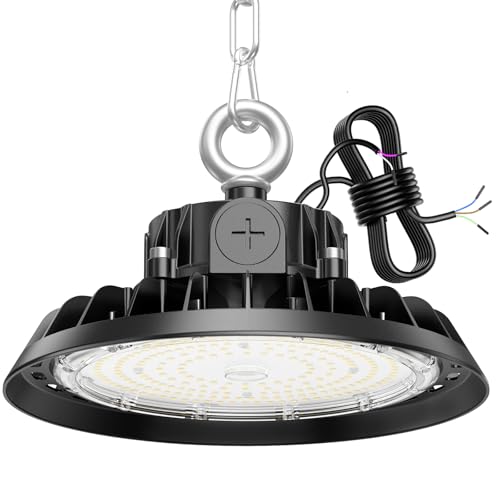 RUISUN 100W Lámpara de Alta Bahía UFO 17000LM Campana led Industrial Regulación 60W/80W/100W IP65 Antipolvo e Impermeable Foco LED 120° Driver Industrial Para Fábricas,Talleres,Garajes,Almacenes