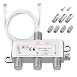 Neoteck 3 Way Sky Cable Splitter Satellite TV Aerial Cable Splitter Kit F Connector Male to Female Broadhand Splitters with 1.5m Coax Cables F Plugs