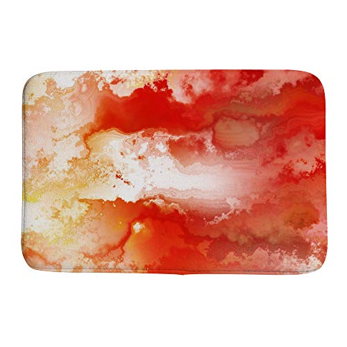 Tapis de bain antidérapant aquarelle rouge en velours corail Ruchen - 2