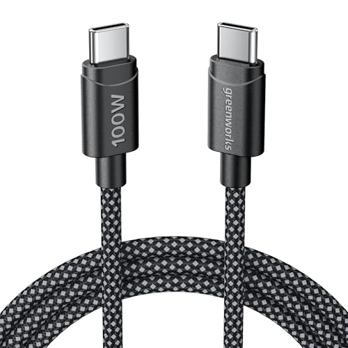 Greenworks (100W) 6 FT Braided USB C Charger Cable. Fast Charger. Great for MacBook Air, MacBook Pro, iPhone 17, iPad, Galaxy S25 / S24. Pixel 10 by Greenworks - Used condition - US$5.81