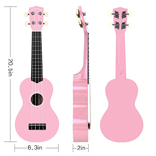 Pomaikai Soprano Wood Ukulele Kid Starter Uke Hawaii Kids Guitar 21 Inch With Gig Bag For Kids Students And Beginners (Pink) #TOP1