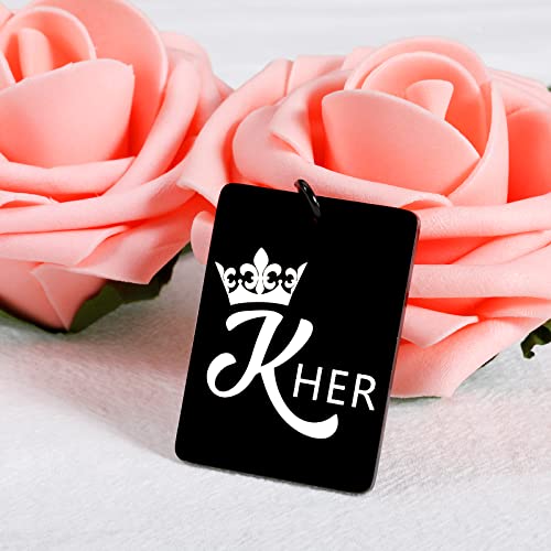 His Queen Her King Matching Keychains Valentines Couple Gifts For Women Men Anniversary Birthday Gifts For Him Her Boyfriend Fiance Engagement Wedding Deployment Gifts For Bride Groom Husband To Be #TOP2