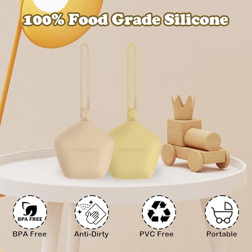 Image of Pacifier Holder Case, Large Capacity Portable Pacifier Storage Case, 100% Food Grade Silicone Pacifier Holder,BPA Free, 2Pcs(Yellow&Apricot)