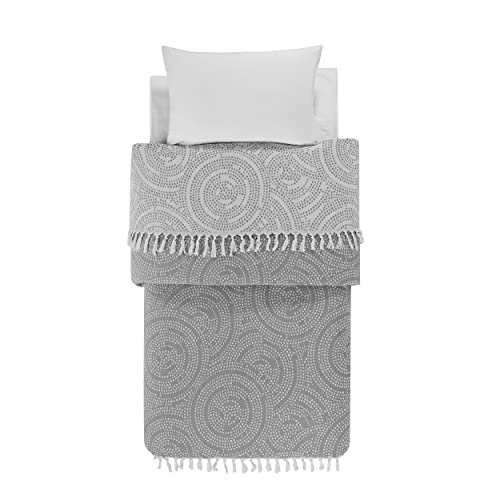 Mixibaby Tagesdecke Wohndecke Wendedecke Kuscheldeck Sofadecke Couchdecke Mandala 200x230, Farbe:grau