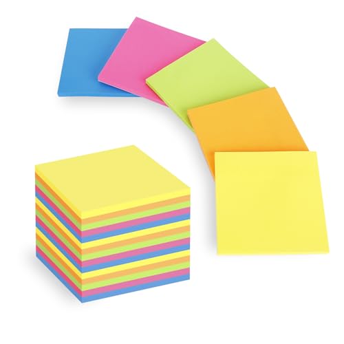 Feuilles de notes adhésives Eagle fluo 7,6x7,6 cm repositionnables sans trace pour bloc-notes
