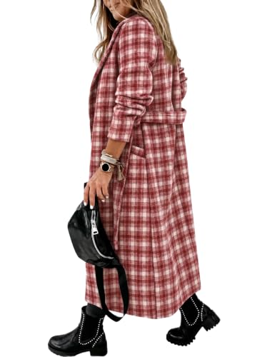 Image of Ladiyo Womens Classic Coat Lapel Collar Open Front Belted Long Jacket