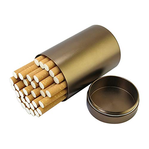 JTYX Étui à Cigarettes en Acier Inoxydable Hommes Femmes Portable Grande capacité Boîte de Cigarettes étanches à l'humidité,Brown,118X45MM(40) Cover